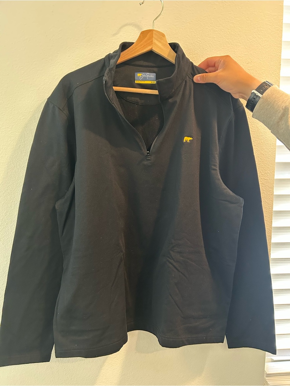 Black Quarter-Zip Pullover with Yellow Bear Logo